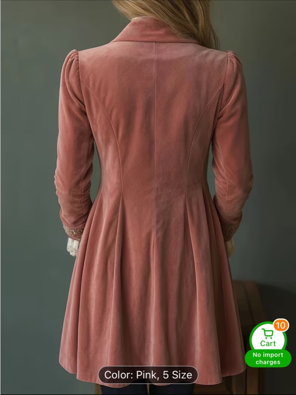 Vintage-Inspired Pink Velvet Embroidered Tailcoat Jacket - Picture 2 of 7